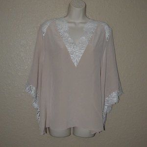 $690 Sz 38 4 IRO Beige Hawlk Lace Detail Batwing Blouse